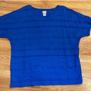Chico's Royal Blue Textured Short Sleeve Top  - Size 3/XL